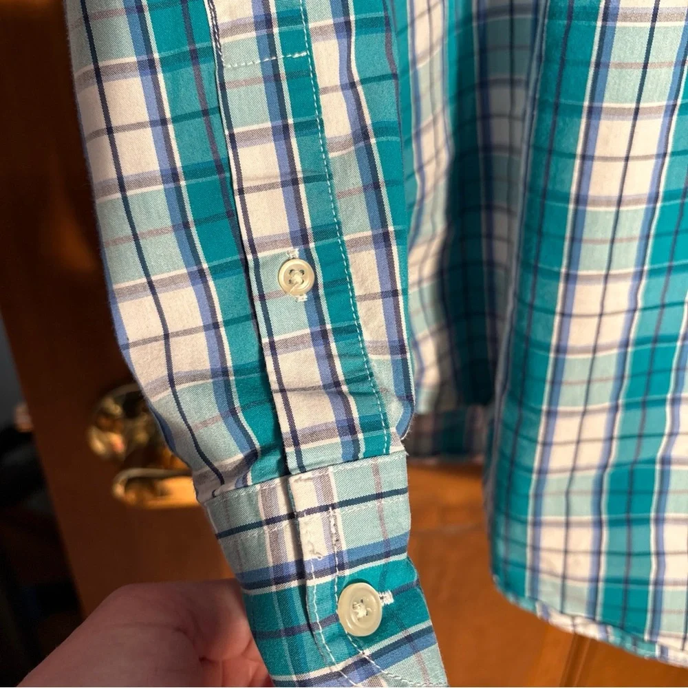 Chaps Men’s XLT Stretch Plaid Oxford Button Down Long Sleeve‎ Shirt - Picture 7 of 15